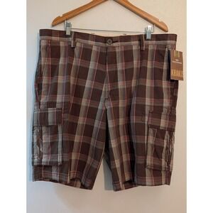Dockers Khakis Mens Brown Plaid‎ Cargo Shorts Cotton Size 40 NWT 10254